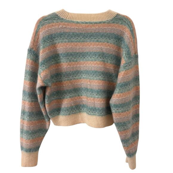 Aritzia Wilfred Mohair Striped Cropped Boxy Pastel Sweater Size Large - Picture 6 of 9